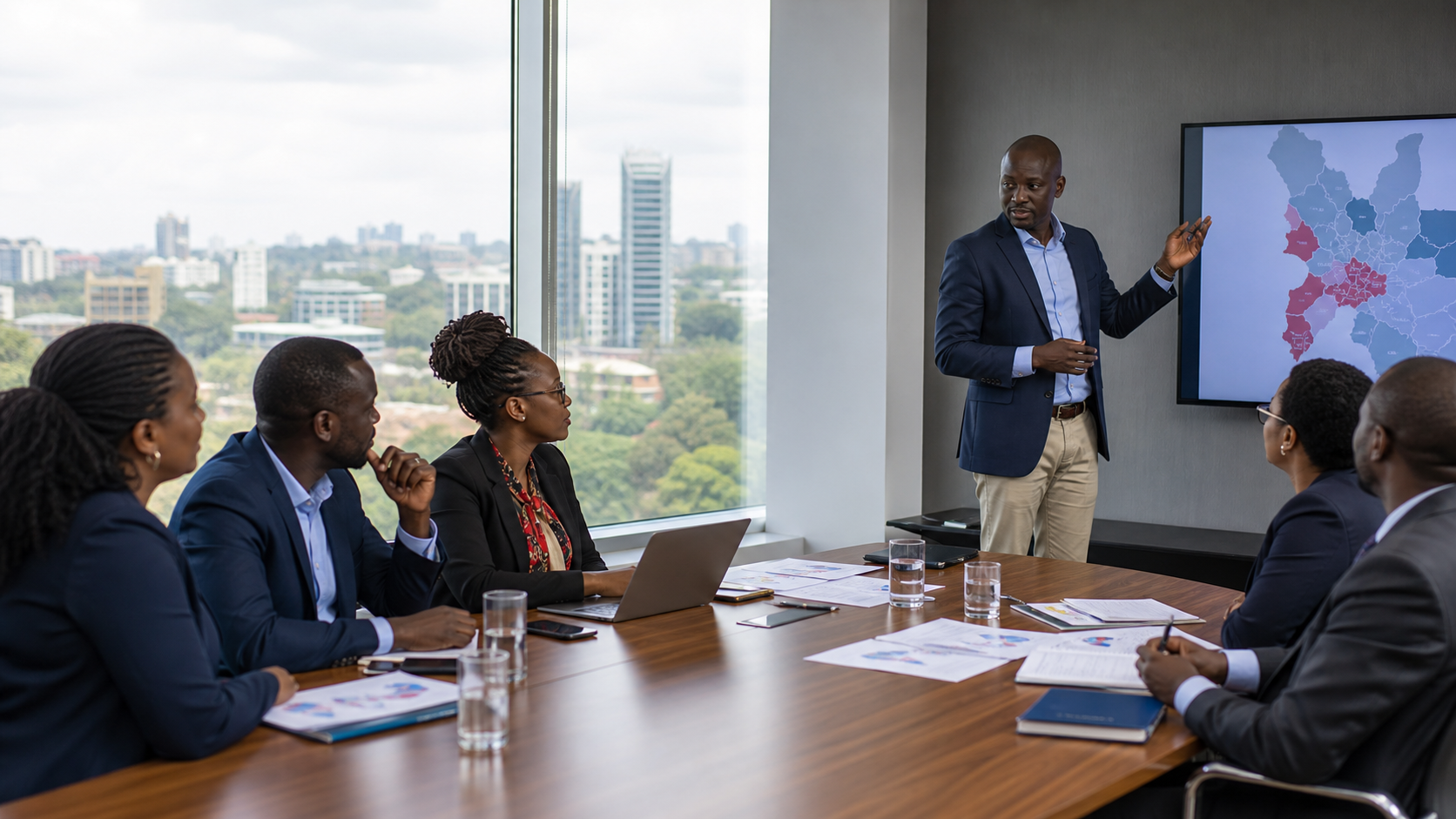 Leadership team reviewing evidence for a business decision